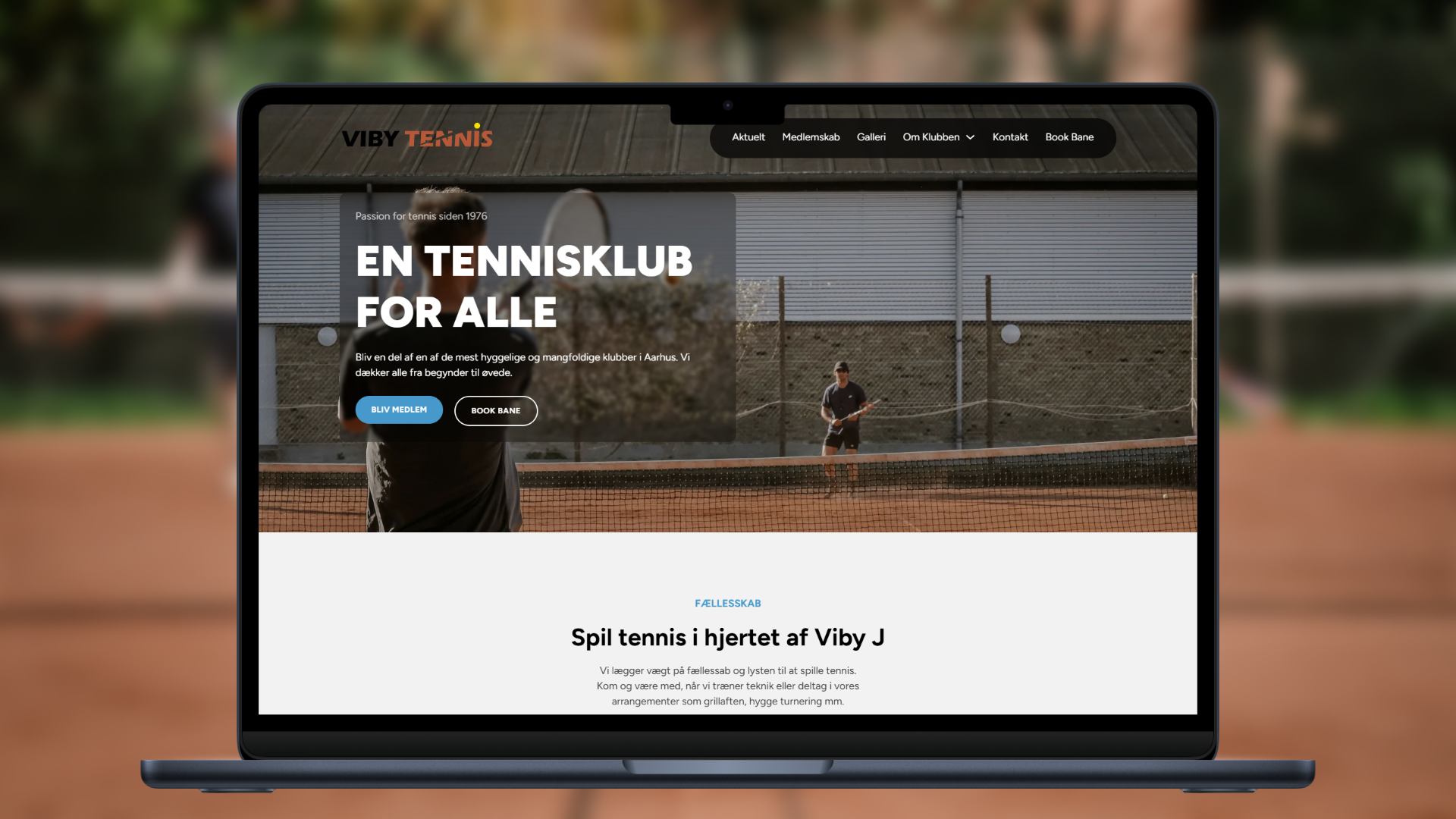 Screenshot af den færdige hjemmeside
